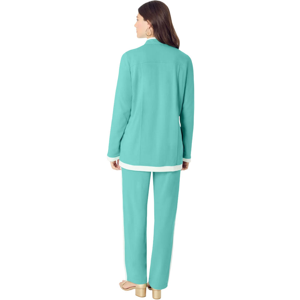 Island Aqua 2-Piece Lounge Set – Zip Jacket and Elastic Waist Pants for Women