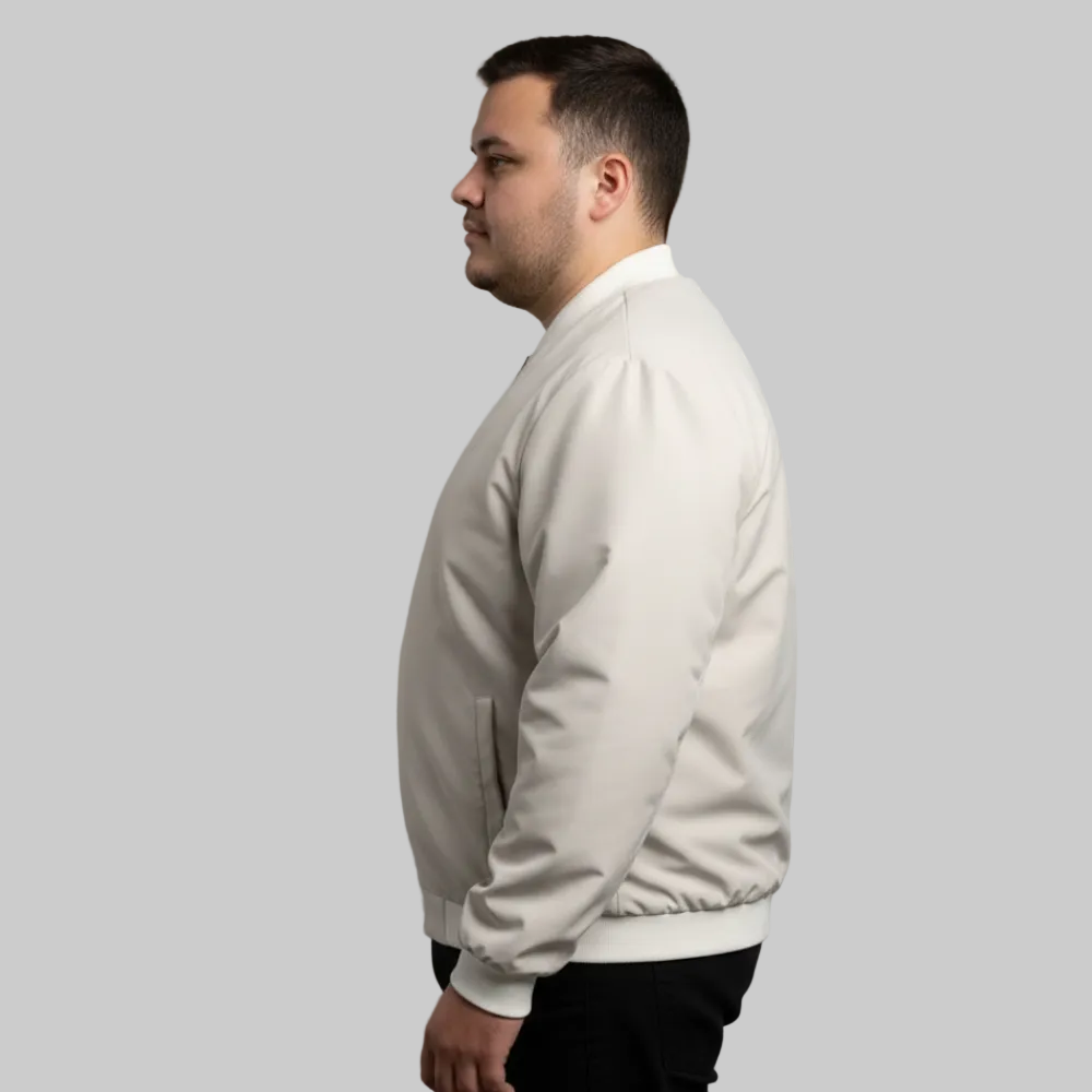 Ivory Plus Size Bomber Jacket PSM-10533