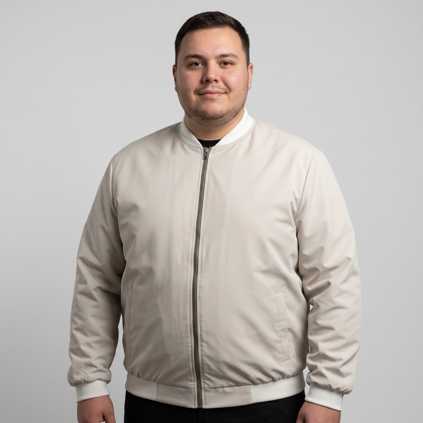 Ivory Plus Size Bomber Jacket PSM-10533