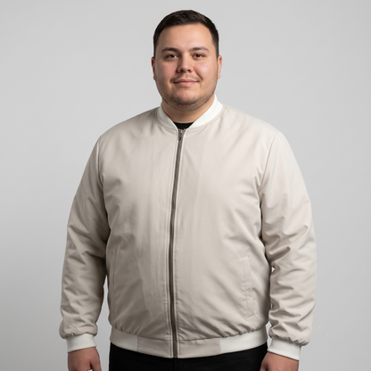 Ivory Plus Size Bomber Jacket PSM-10533