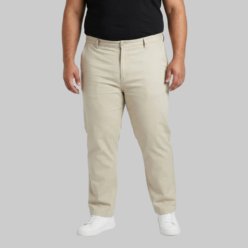Ivory Plus Size Straight-Fit Cotton Pant for Men