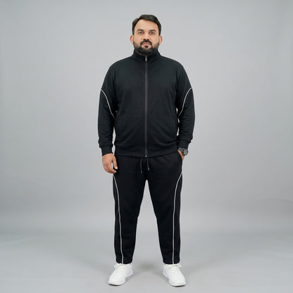 Black and white contrast tracksuit set in scuba fabric for men