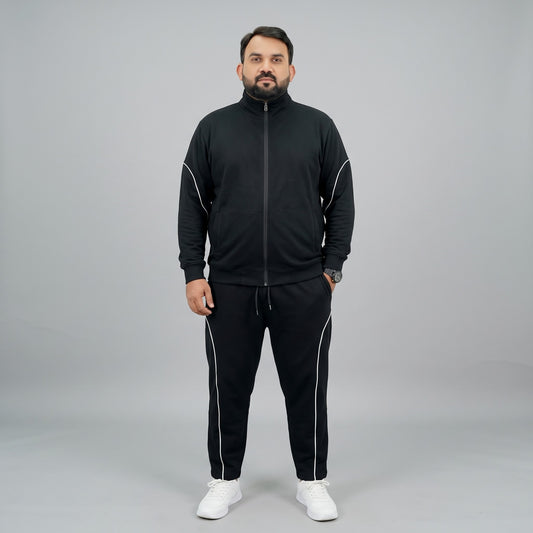 Black and white contrast tracksuit set in scuba fabric for men