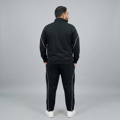 Black and white contrast tracksuit set in scuba fabric for men