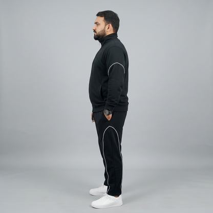 Black and white contrast tracksuit set in scuba fabric for men