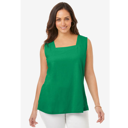 Kelly Green Square Neck Tank PSW-7950