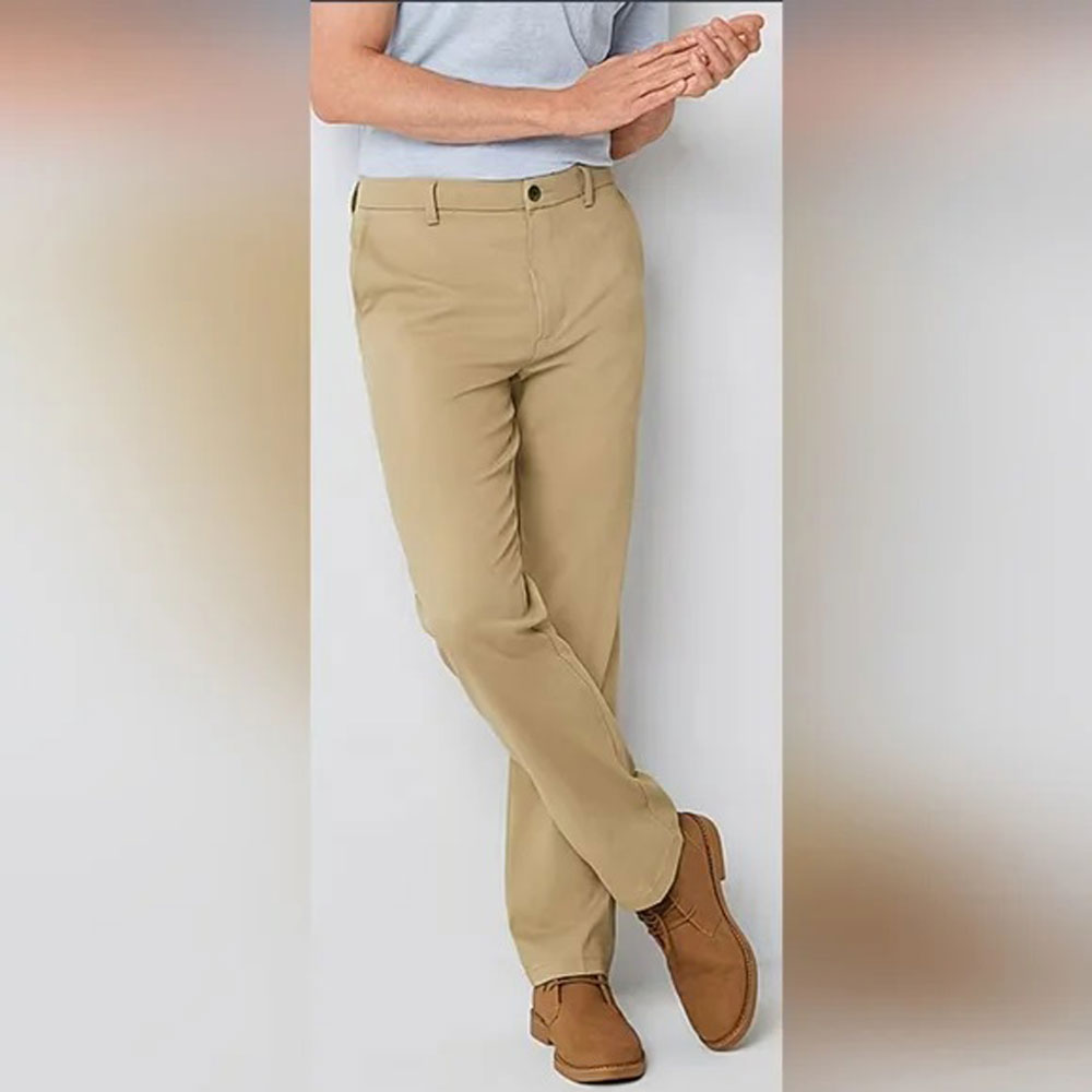 Khaki Easy Care Classic Fit Flat Front Pant PSM-8842