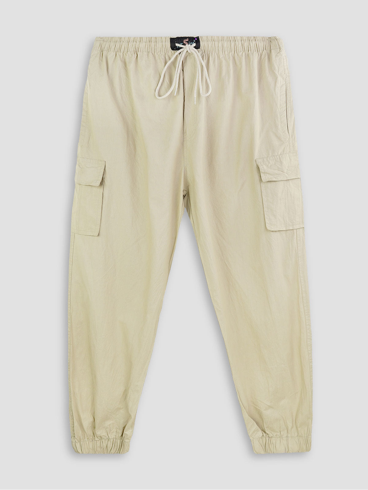 Khaki Plus-Size Cargo Cotton Joggers PSM-8809