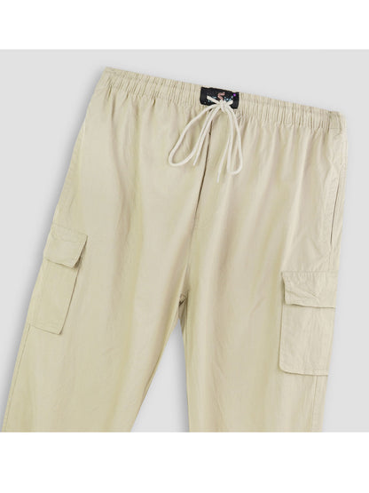 Khaki Plus-Size Cargo Cotton Joggers PSM-8809