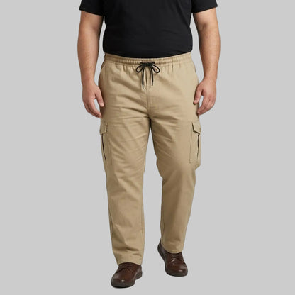 Khaki Plus Size Cargo Trouser made from cotton fabric for men