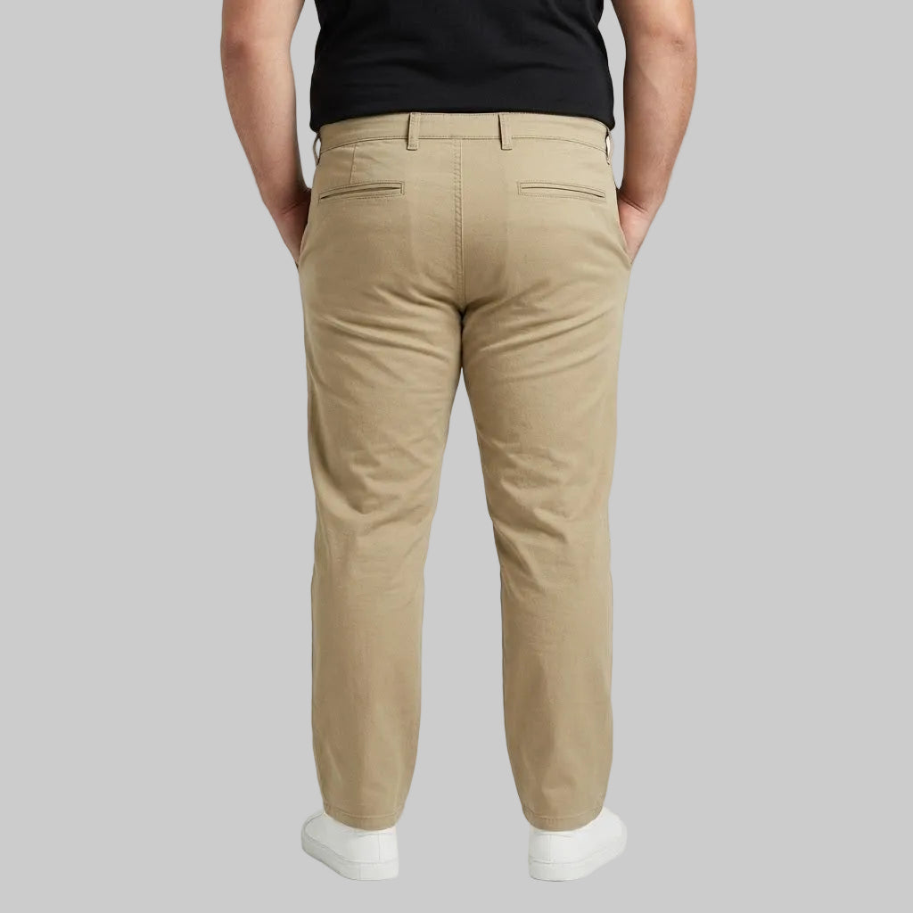 Khaki Plus Size Straight-Fit Cotton Pant for Men