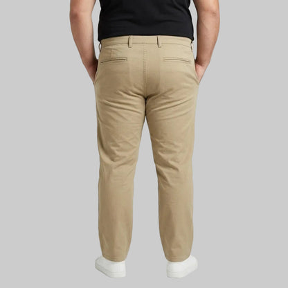 Khaki Plus Size Straight-Fit Cotton Pant for Men