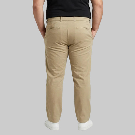 Khaki Plus Size Straight-Fit Cotton Pant for Men