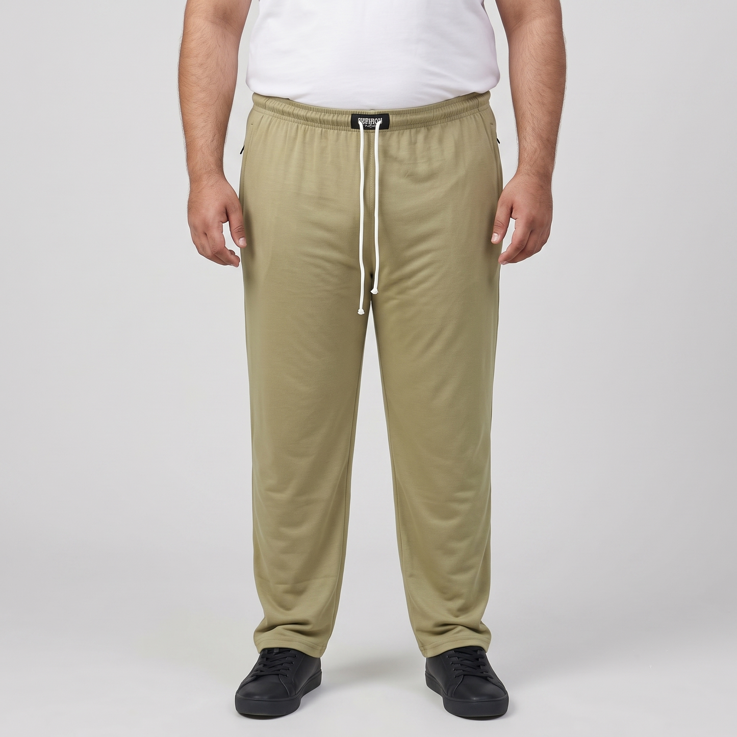 Khaki UrbanEase Plus Jersey Trousers With Zip Pockets PSM-8081