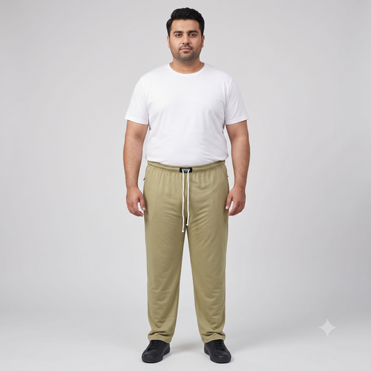 Khaki UrbanEase Plus Jersey Trousers With Zip Pockets PSM-8081