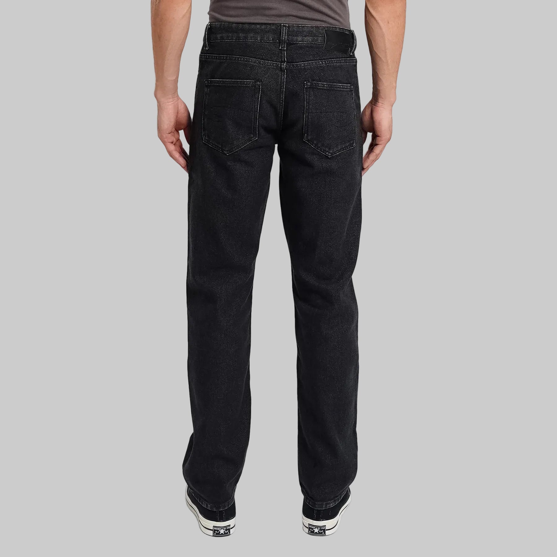 Men’s Dark Grey Straight Fit Jeans — stretch denim, mid-rise, straight leg,
