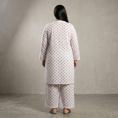 Lavender Mini Motif Printed Lawn Co-ord Set PSW-11120