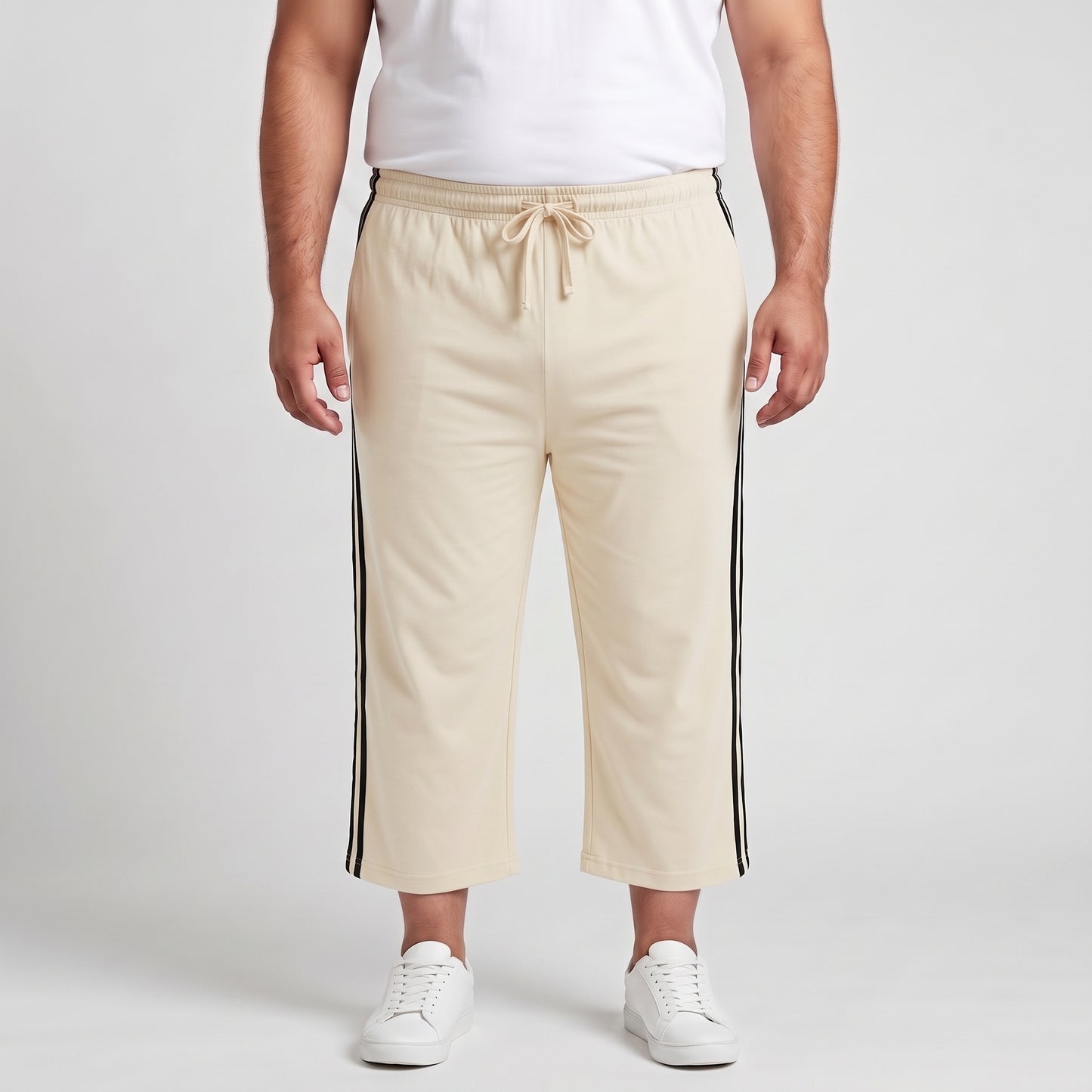 Lemon and black side stripe 3 quarter shorts made from jersey cotton
