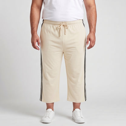 Lemon and black side stripe 3 quarter shorts made from jersey cotton