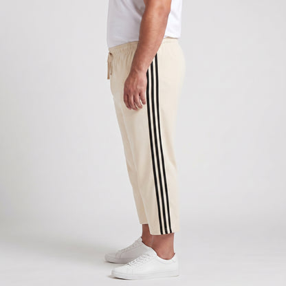 Lemon and black side stripe 3 quarter shorts made from jersey cotton