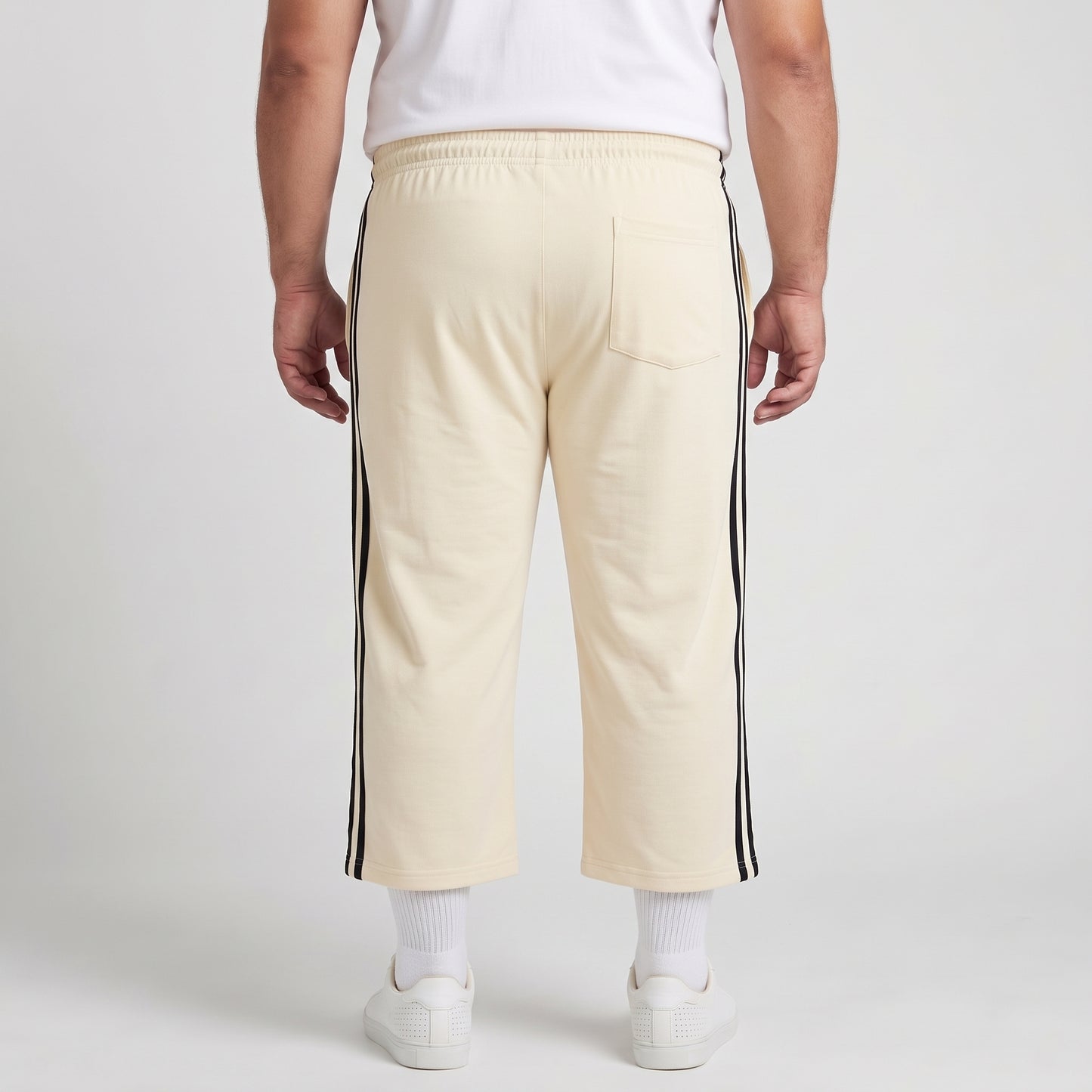 Lemon and black side stripe 3 quarter shorts made from jersey cotton