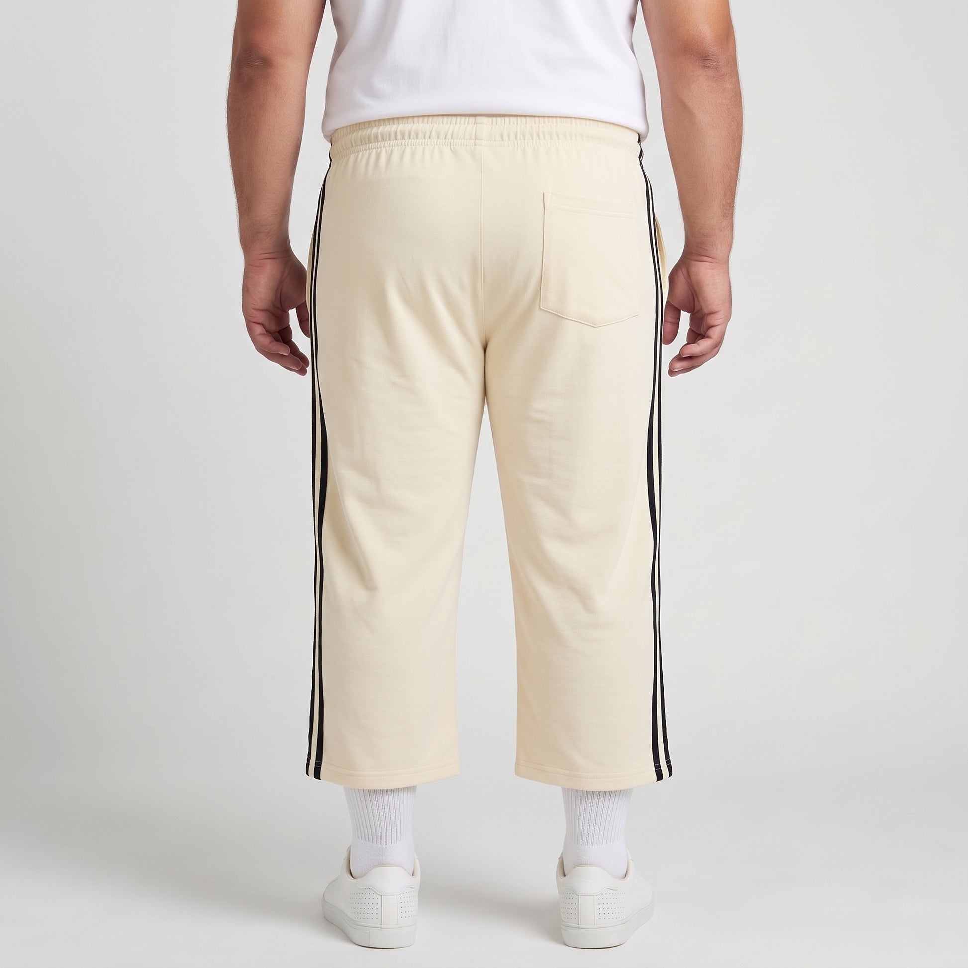 Lemon and black side stripe 3 quarter shorts made from jersey cotton