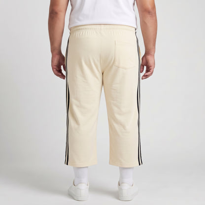 Lemon and black side stripe 3 quarter shorts made from jersey cotton