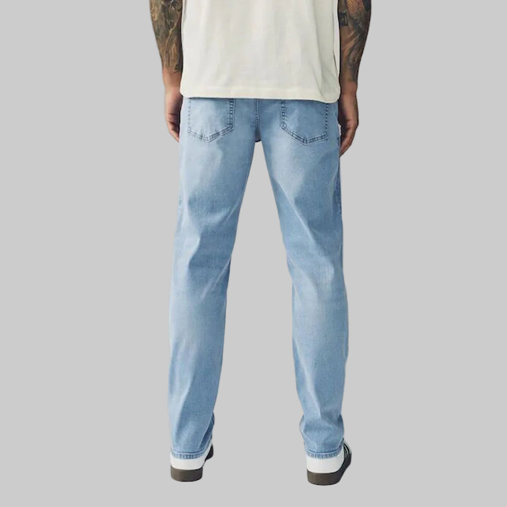 Light blue denim stretch jeans with classic 5 pocket design and comfortable fit
