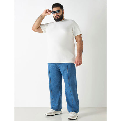 Light Denim Plus Size Mid-Rise Relaxed-Fit Joggers PSM-9804