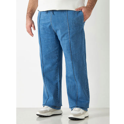 Light Denim Plus Size Mid-Rise Relaxed-Fit Joggers PSM-9804