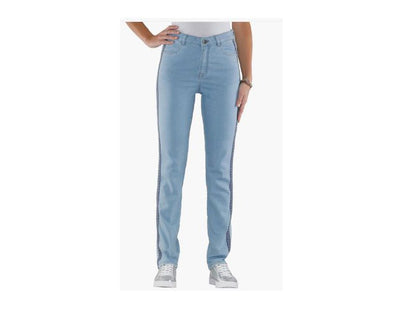 Light blue Plus Size Women Side Stripe Jeans PSW-5656