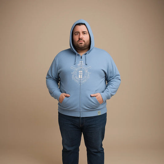 Light Blue Big Size Zipper Hoodie PSM-3085