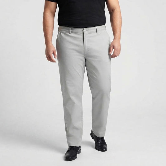 Light Grey Cotton Chino Pants made from slightly stretchable cotton fabric