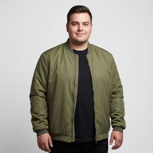 Light Olive Plus Size Bomber Jacket PSM-10535