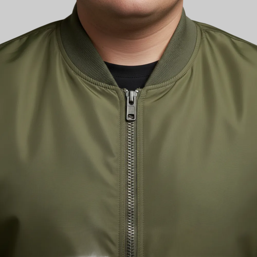 Light Olive Plus Size Bomber Jacket PSM-10535