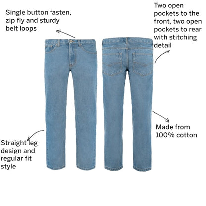 Light Wash Denim Jeans in straight leg regular fit