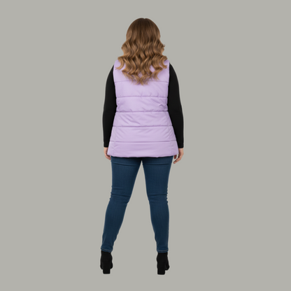 Lilac Purple Sleeveless Plus Size Women’s Puffer Jacket PSW-10073