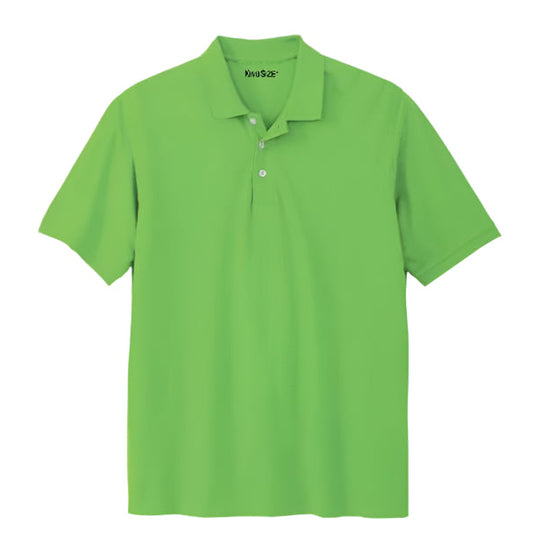 Lime green Big & Tall piqué polo shirt with ribbed collar and three-button placket
