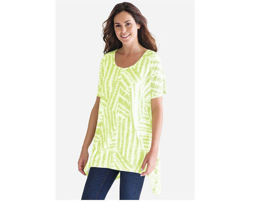 Lime Patchwork Bamboo  Sharkbite Trapeze Tunic PSW-5781