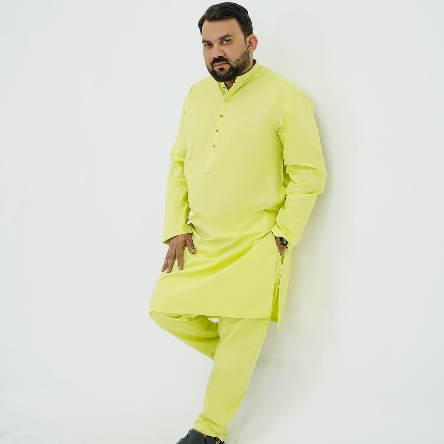 Lime Yellow Plus Size Kurta Pajama PSM-9060