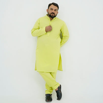 Lime Yellow Plus Size Kurta Pajama PSM-9060