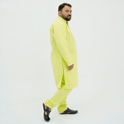 Lime Yellow Plus Size Kurta Pajama PSM-9060