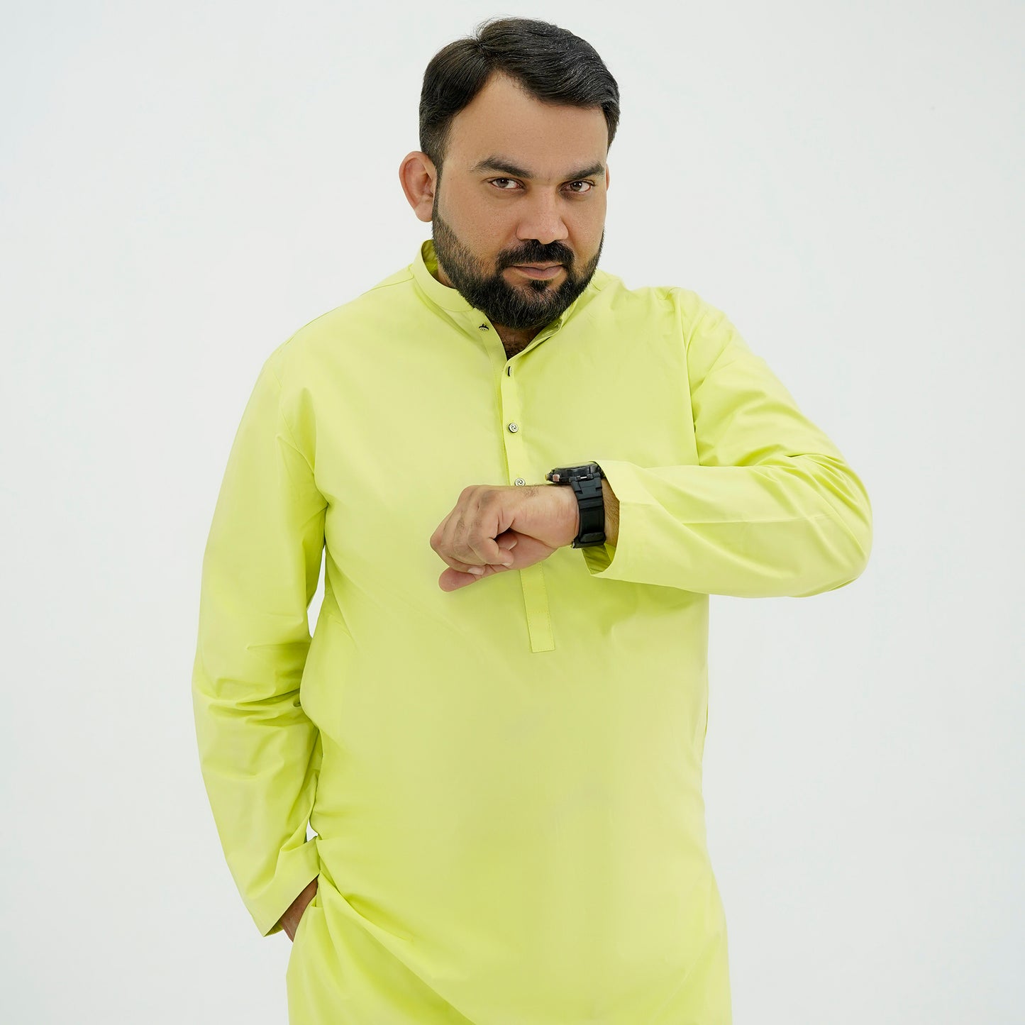 Lime Yellow Plus Size Kurta Pajama PSM-9060