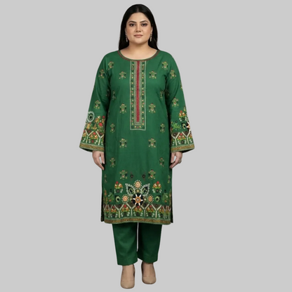 Linen 2-Piece Suit – Emerald Green PSW-10692