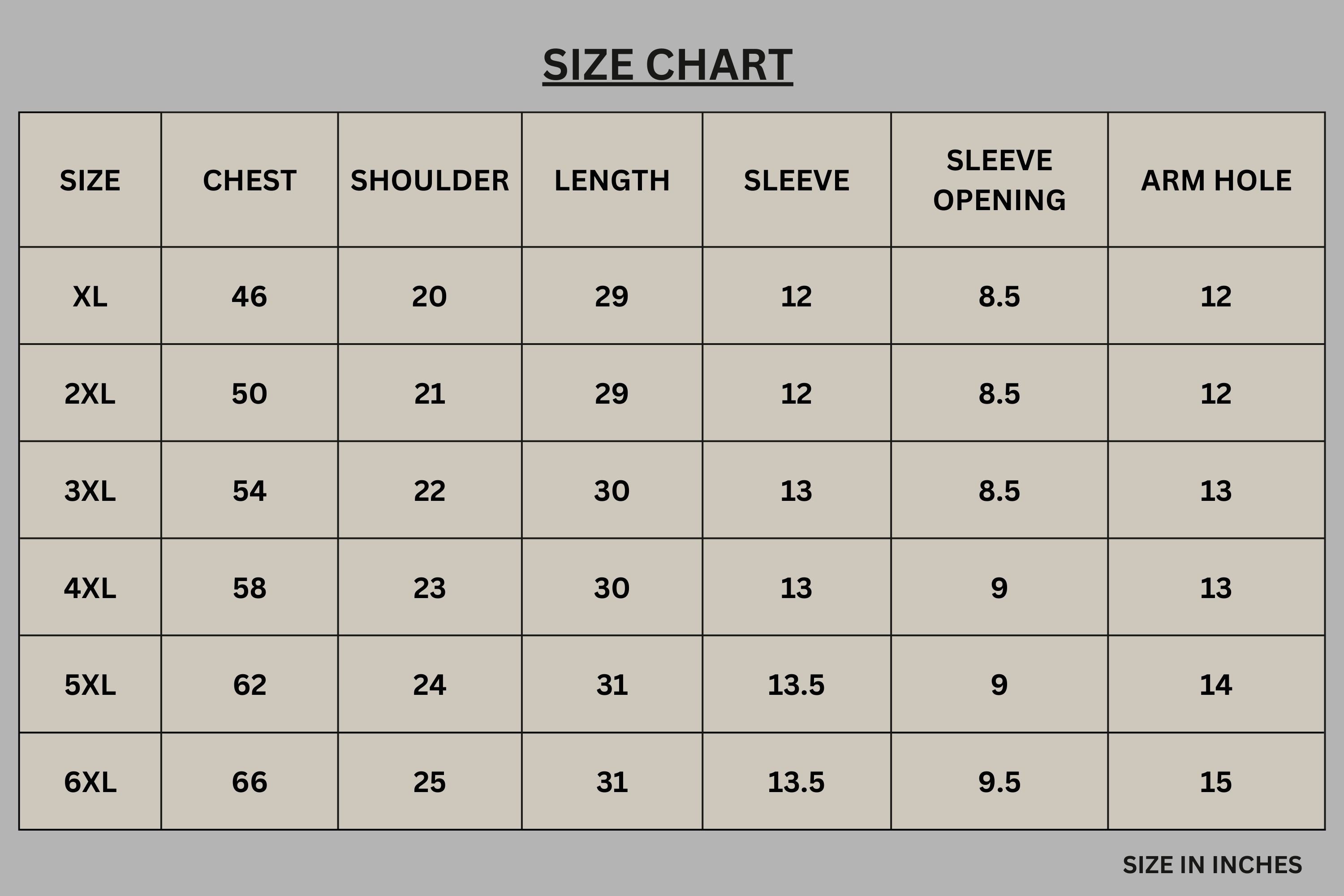Size chart for Sky Blue Popcorn Cotton Safari Shirt PSM-10957