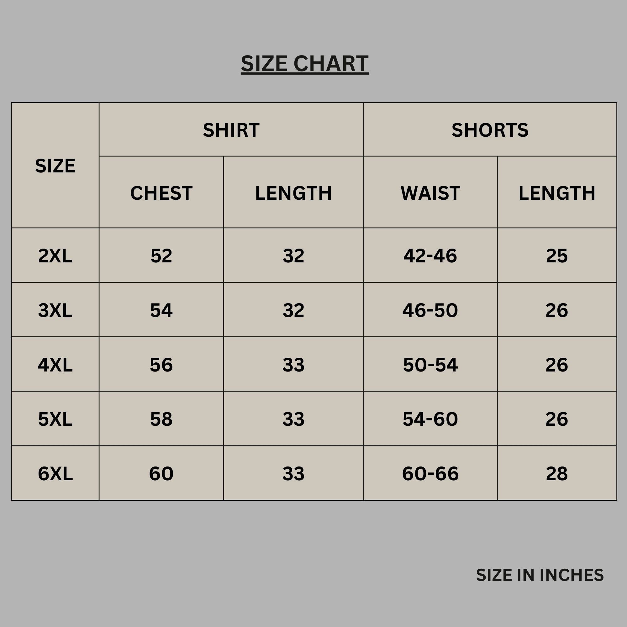 Size chart for Money Is D Motive Graphic Co-Ord Set PSM-9901