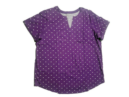 Magenta Dotted Short Sleeve Notch Neck T-Shirt PSW-5515