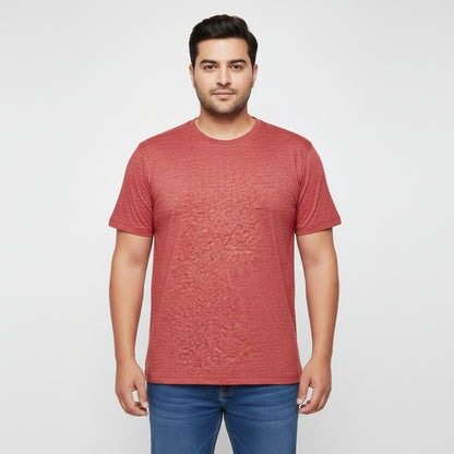 Maroon Melange Essential Crewneck T-Shirt PSM-5683