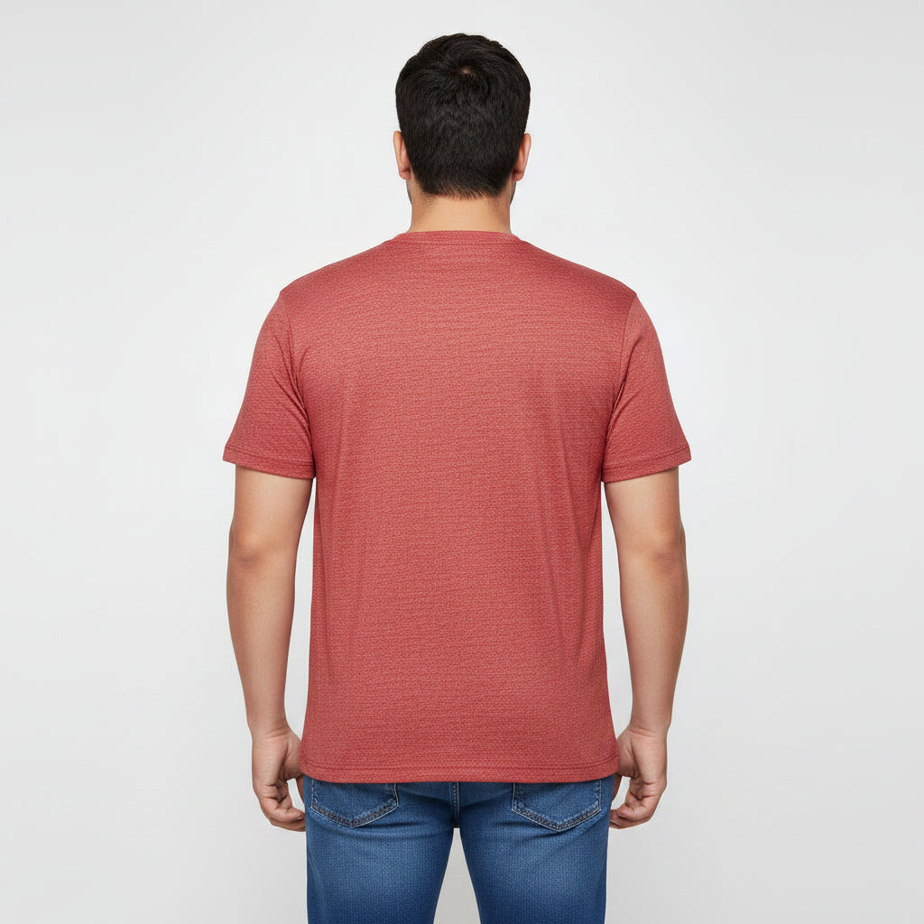 Maroon Melange Essential Crewneck T-Shirt PSM-5683