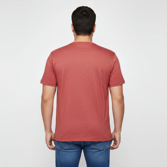 Maroon Melange Essential Crewneck T-Shirt PSM-5683